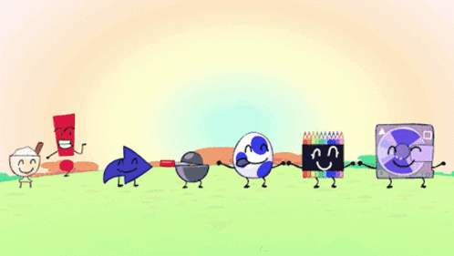 Cartoon Characters Dancing In A Line GIF