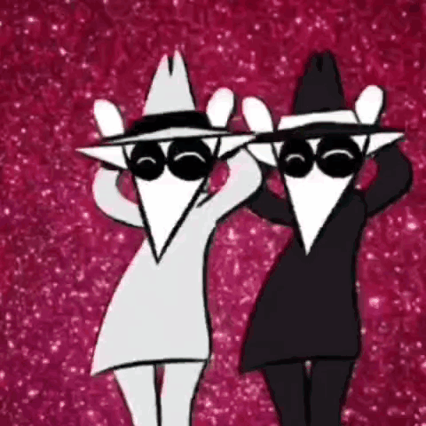 Cartoon Characters Dancing in Hats and Sunglasses