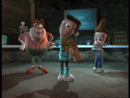 Cartoon Characters Dancing Near A Few Days Ago Sign GIF