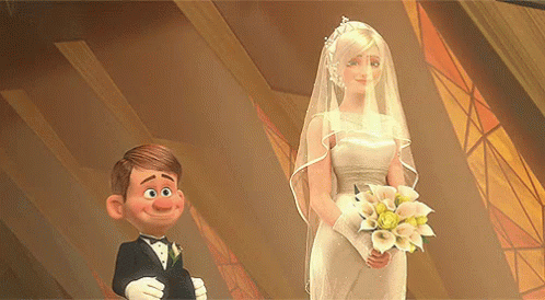 Cartoon Characters Fix-it Felix And Sergeant Tamora Marriage GIF
