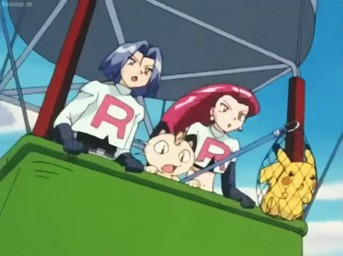 Cartoon Characters Flying in Hot Air Balloon with Pikachu