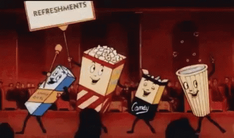 Cartoon Characters Holding Sign Saying Refreshments