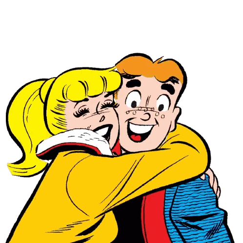 Cartoon Characters Hugging Smiling
