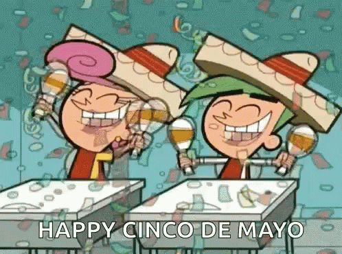 Cartoon Characters in Sombreros Holding Maracas