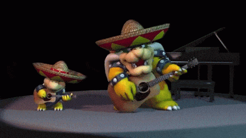 Cartoon Characters in Sombreros Playing Guitars
