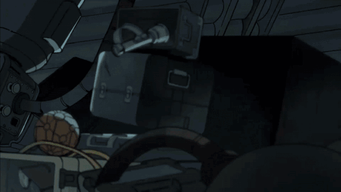 Cartoon Characters in Space Suits Looking at Something in Dark
