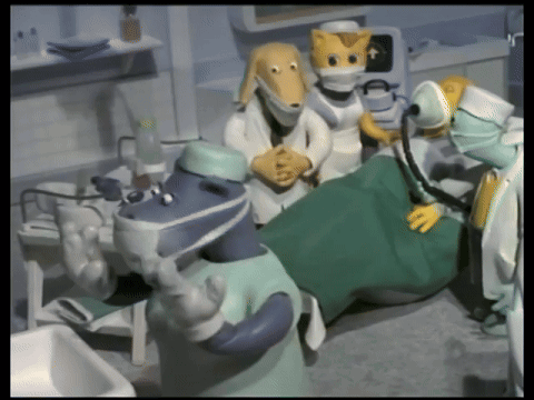 Cartoon Characters In Surgical Masks And Gloves GIF