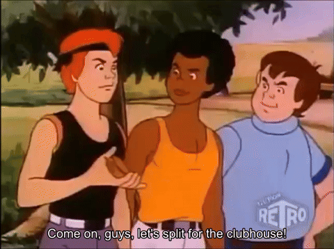 Cartoon Characters Let's Split for the Club