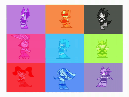 Cartoon Characters Lined Up GIF