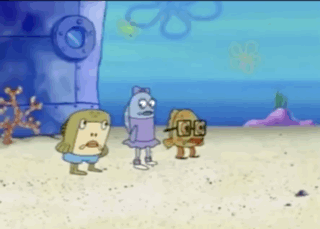 Cartoon Characters on Sandy Beach With SpongeBob House