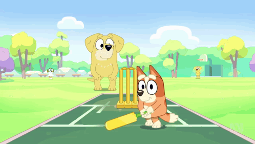 Cartoon Characters Playing Cricket