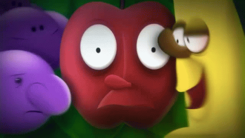 Cartoon Characters Red Apple Yellow Banana