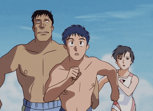 Cartoon Characters Running on Beach