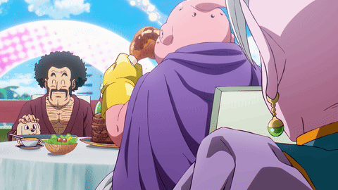 Cartoon Characters Sitting at Table Eating