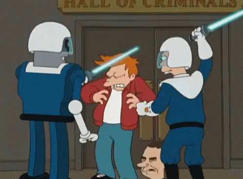 Cartoon Characters Standing at Hall of Criminals