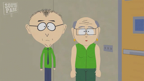 Cartoon Characters Standing Before South Park Sign GIF