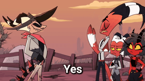 Cartoon Characters Standing In Front Of Fence Saying Yes GIF
