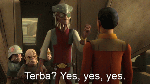 Cartoon Characters Standing In Front Of Terba Yes Yes Yes GIF
