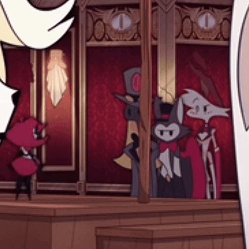 Cartoon Characters Standing in Front of Window