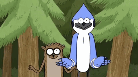Cartoon Characters Standing In Woods GIF