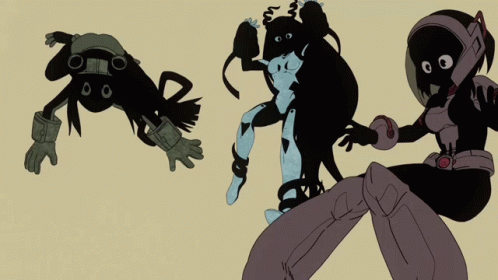 Cartoon Characters Standing Next to Each Other