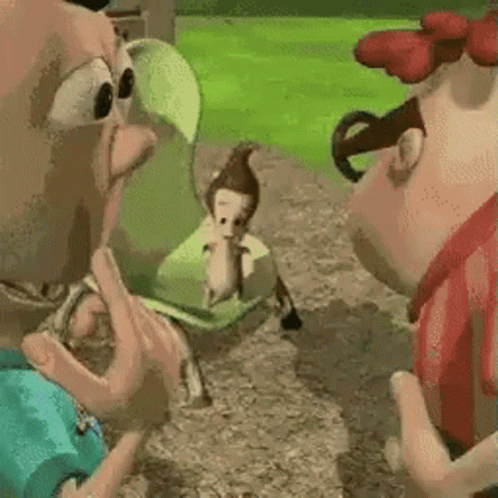 Cartoon Characters Standing On Dirt Path GIF