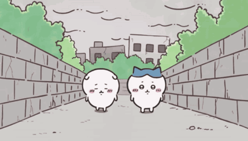 Cartoon Characters Standing On Sidewalk GIF