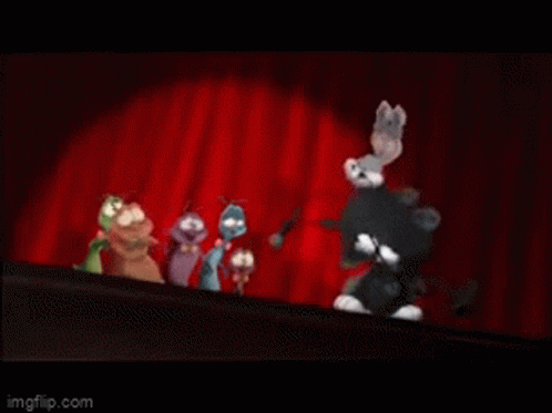 Cartoon Characters Standing on Stage