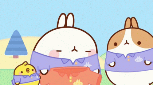 Cartoon Characters Standing Together GIF