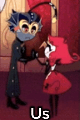 Cartoon Characters Standing Together Saying Us