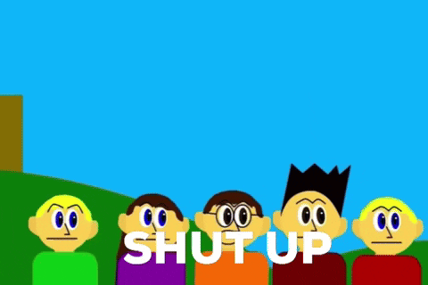 Cartoon Characters Standing Together Shut Up