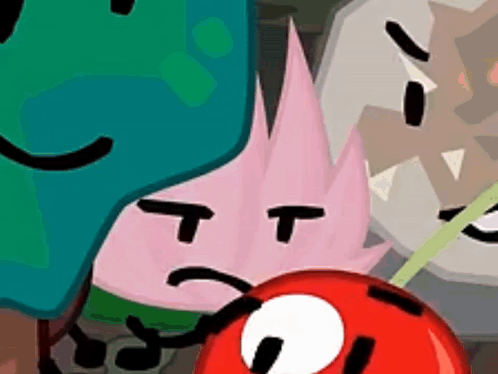 Cartoon Characters Standing Together With Red Cherry GIF