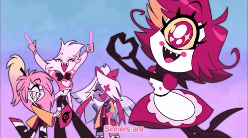 Cartoon Characters Standing With Sinners Above