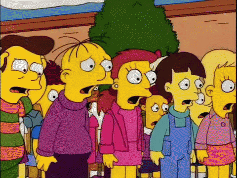 Cartoon Characters Surprised by Christmas Tree