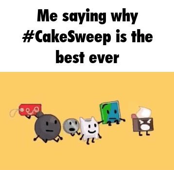Cartoon Characters Talking About Cake Sweep on Yellow Background