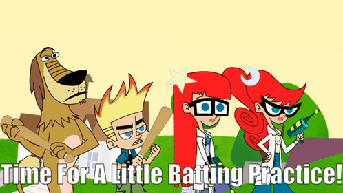 Cartoon Characters Time for a Little Batting Practice