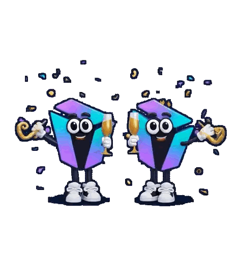 Cartoon Characters Toasting Champagne Happy