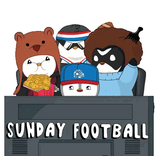 Cartoon Characters Watching Sunday Football