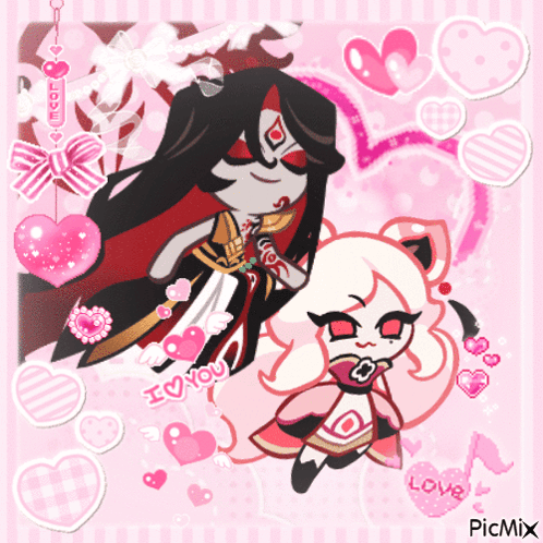 Cartoon Characters With Hearts I Love You