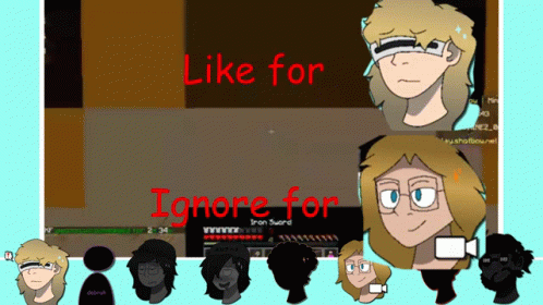 Cartoon Characters with Like for Ignore in Red