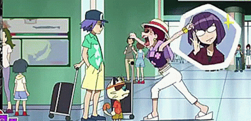 Cartoon Characters With Suitcase and Cat