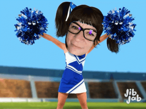 Cartoon Cheerleader With Jib Jab GIF