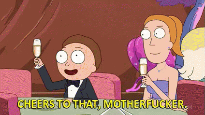 Cartoon Cheers with Champagne