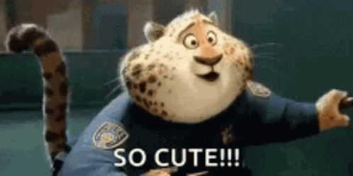 Cartoon Cheetah in Police Uniform Saying So Cute