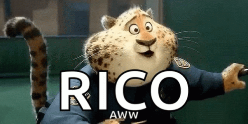 Cartoon Cheetah In Police Uniform With Word Rico GIF