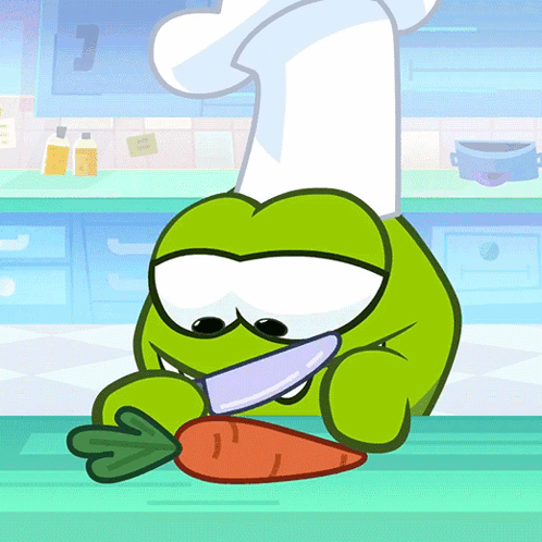 Cartoon Chef Cutting Carrot
