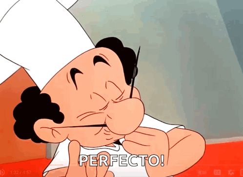 Cartoon Chef Holding Knife In Mouth Saying Perfecto GIF