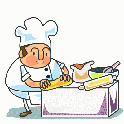 Cartoon Chef Preparing Food On Counter GIF