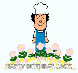 Cartoon Chef with Apron and Hat in Flower Field