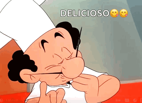 Cartoon Chef with Delicious Text